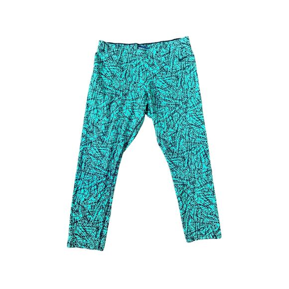 Nike Green & Black Cotton High Rise Capri Leggings Women's Medium - Picture 3 of 10